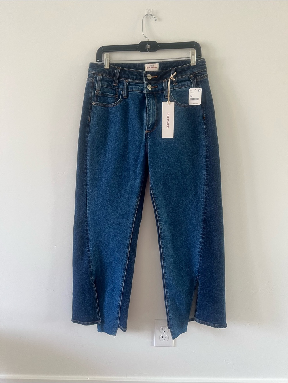 DRIFTWOOD - Free People High-Rise Split-Hem Jeans - Dark Blue